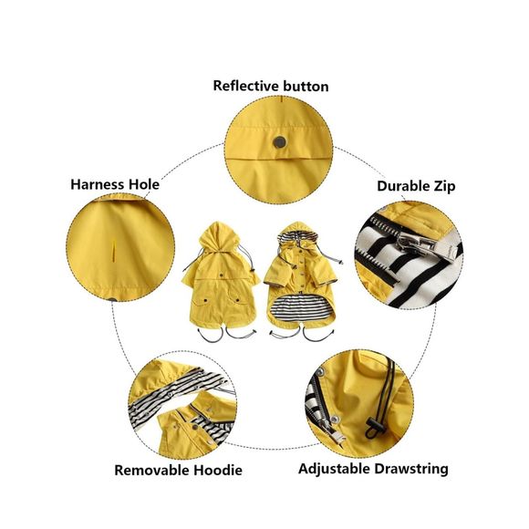 NEW Dog Zip Up Dog Raincoat Reflective Water Resistant XL - Picture 2 of 6